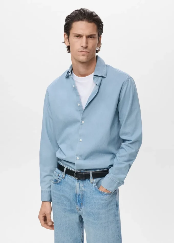 100 % Baumwoll-Chambray-Hemd 100 % Baumwoll-Chambray-Hemd