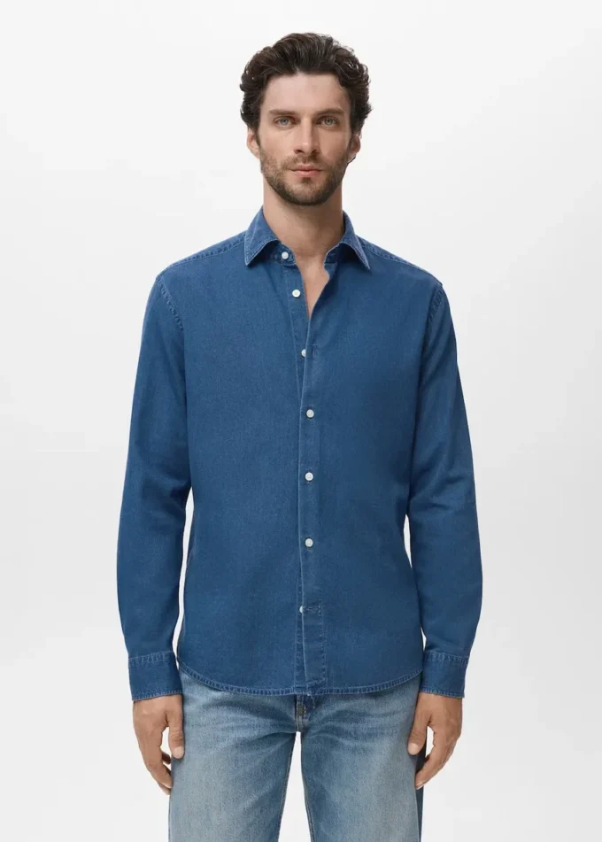 100 % Baumwoll-Chambray-Hemd 100 % Baumwoll-Chambray-Hemd