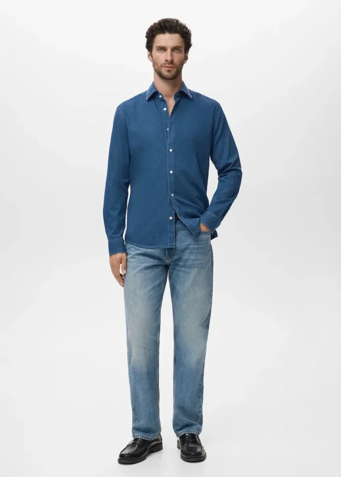100 % Baumwoll-Chambray-Hemd 100 % Baumwoll-Chambray-Hemd