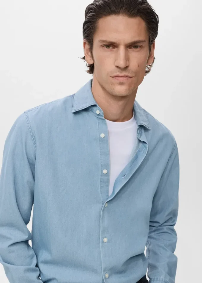 100 % Baumwoll-Chambray-Hemd 100 % Baumwoll-Chambray-Hemd