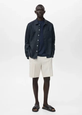 100 % Leinen-Bermudashorts