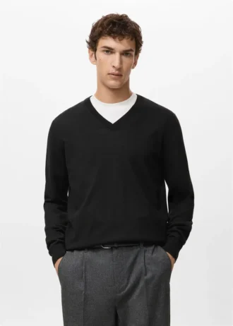 100 % Merinowolle Pullover mit V-Ausschnitt