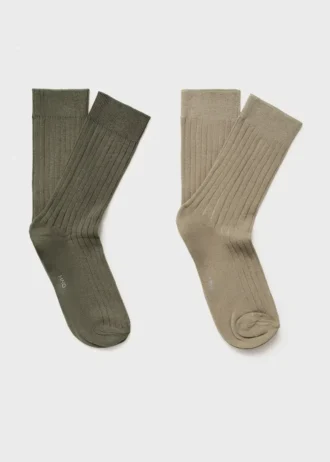 2er-Pack gerippte Baumwollsocken