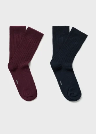 2er-Pack gerippte Baumwollsocken