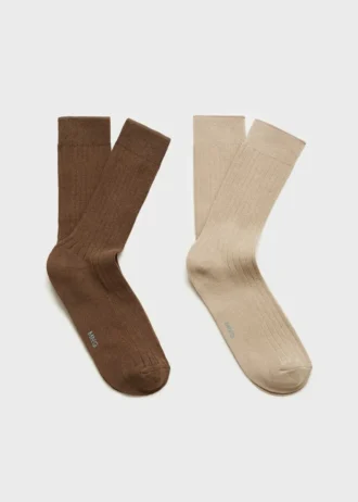 2er-Pack gerippte Baumwollsocken