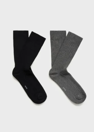 2er-Pack gerippte Baumwollsocken