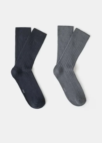 2er-Pack gerippte Baumwollsocken