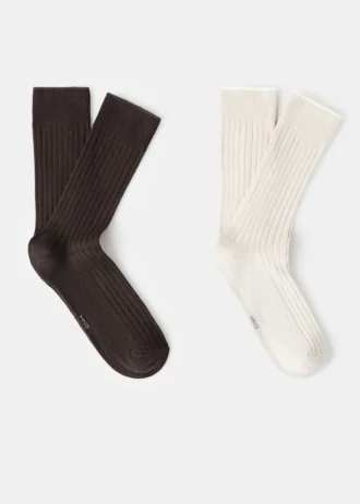 2er-Pack gerippte Baumwollsocken