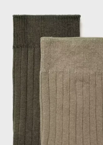 2er-Pack gerippte Baumwollsocken