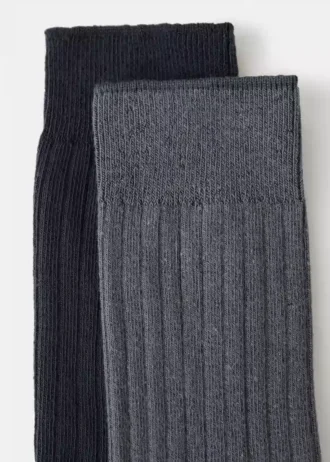 2er-Pack gerippte Baumwollsocken