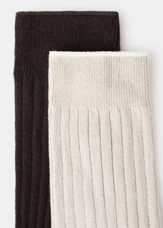 2er-Pack gerippte Baumwollsocken