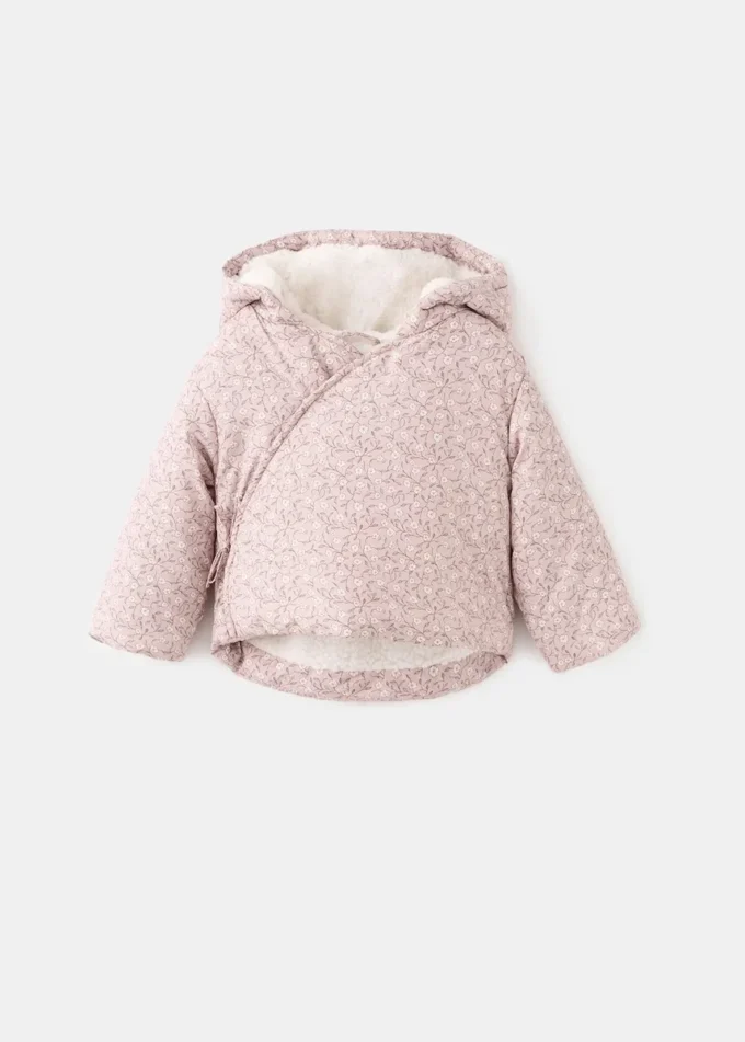 Anorak mit Blumenmuster und Lammfellfutter