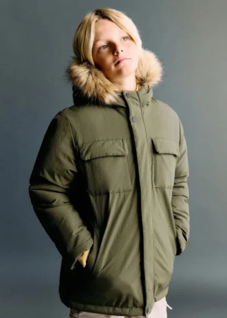 Anorak mit Kapuze in Lammfelloptik