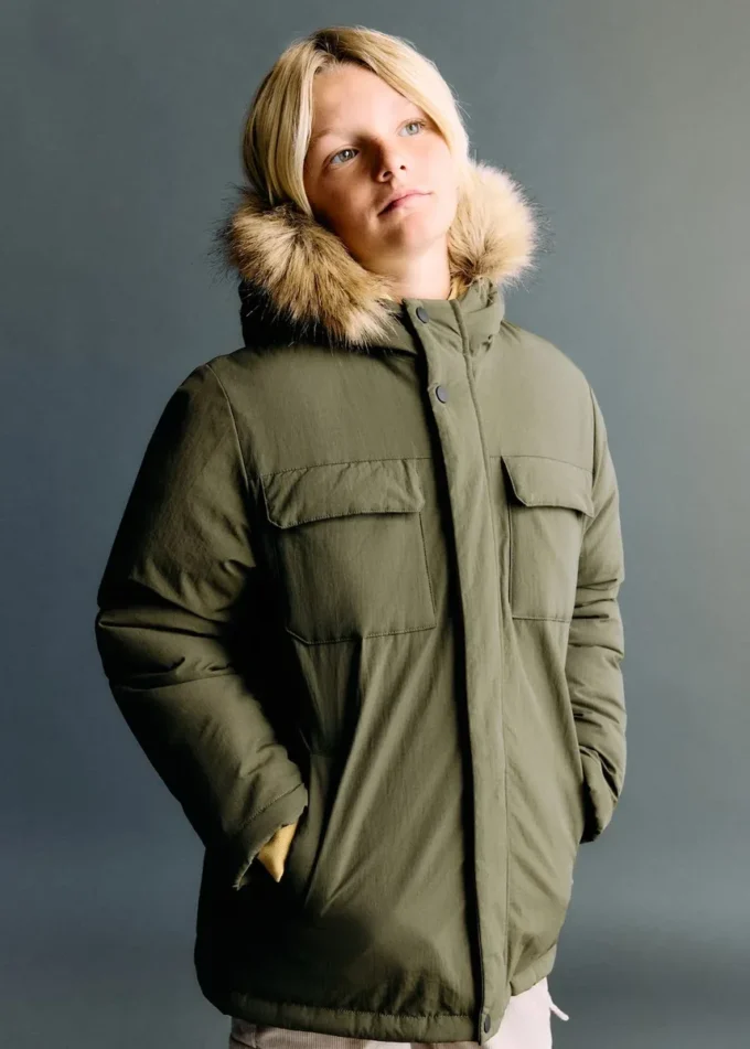 Anorak mit Kapuze in Lammfelloptik