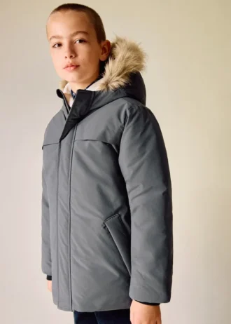 Anorak mit Kapuze in Lammfelloptik