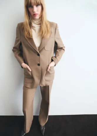 Anzugblazer aus Wollmischgewebe mit Taschen