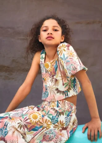 Asymmetrische Bluse mit Print