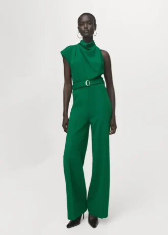 Asymmetrischer langer Overall mit Gürtel
