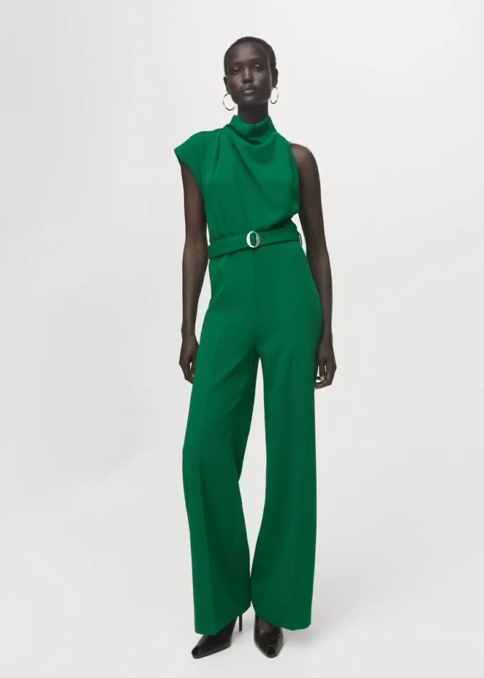 Asymmetrischer langer Overall mit Gürtel Asymmetrischer langer Overall mit Gürtel