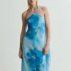 Asymmetrisches Blumenschal-Kleid Asymmetrisches Blumenschal-Kleid