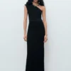 Asymmetrisches Kleid aus kombiniertem Strick