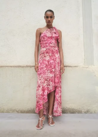 Asymmetrisches Kleid mit Animal-Print