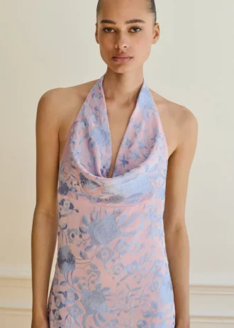 Asymmetrisches Kleid mit gestickten Fransen