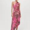 Asymmetrisches Plisseekleid mit Öffnung Asymmetrisches Plisseekleid mit Öffnung