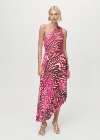 Asymmetrisches Plisseekleid mit Öffnung