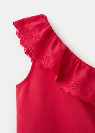 Asymmetrisches T-Shirt mit Rüschen