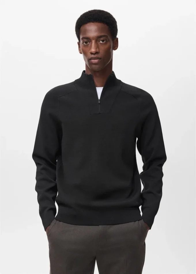 Atmungsaktiver Sweater mit Reißverschluss am Hals Atmungsaktiver Sweater mit Reißverschluss am Hals
