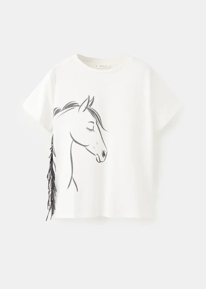 Ausgefranstes Pferde-T-Shirt Ausgefranstes Pferde-T-Shirt