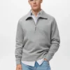 Baumwoll-Sweatshirt mit Reißverschluss am Halsausschnitt