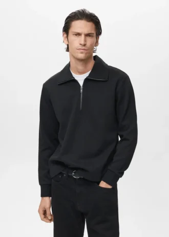 Baumwoll-Sweatshirt mit Reißverschluss am Halsausschnitt