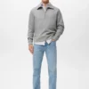 Baumwoll-Sweatshirt mit Reißverschluss am Halsausschnitt