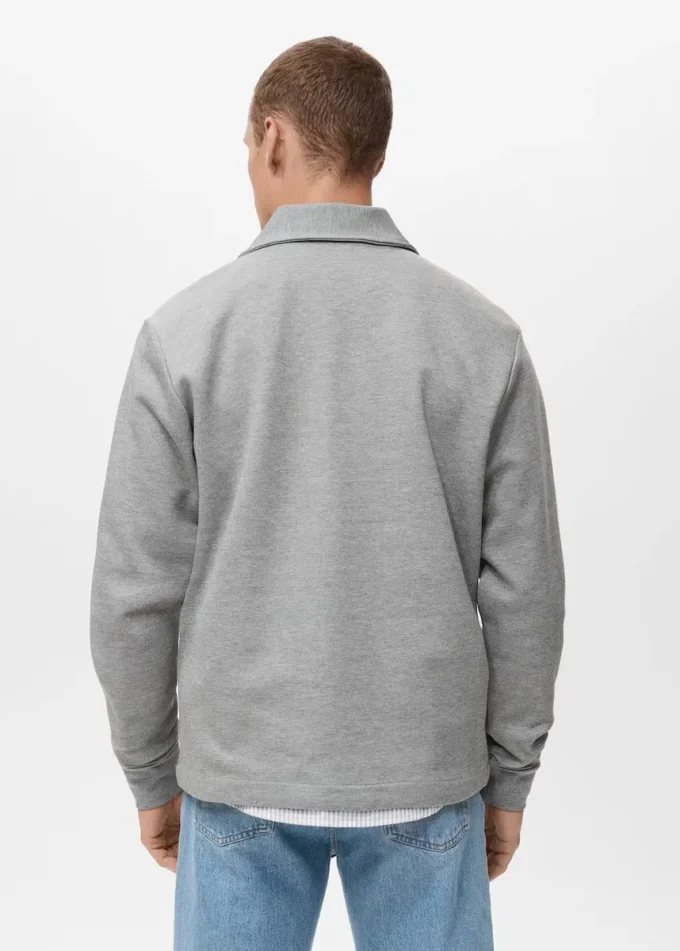 Baumwoll-Sweatshirt mit Reißverschluss am Halsausschnitt