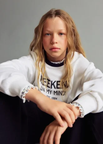 Baumwoll-Sweatshirt mit Stickerei
