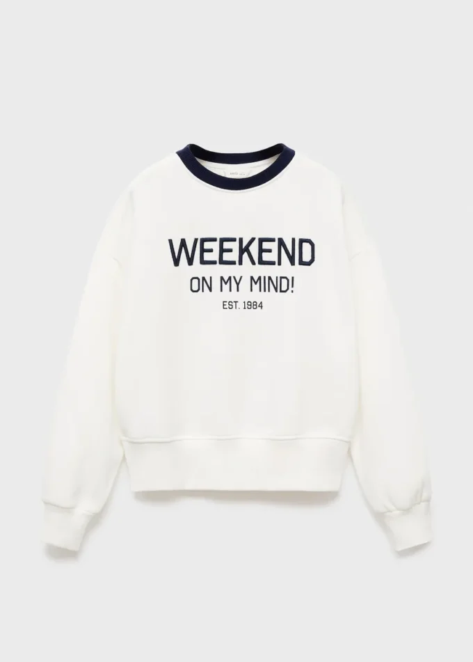 Baumwoll-Sweatshirt mit Stickerei