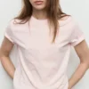 Baumwoll-T-Shirt mit Blumenstickerei