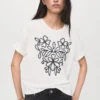 Baumwoll-T-Shirt mit Blumenstickerei