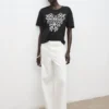 Baumwoll-T-Shirt mit Blumenstickerei