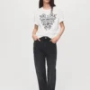 Baumwoll-T-Shirt mit Blumenstickerei