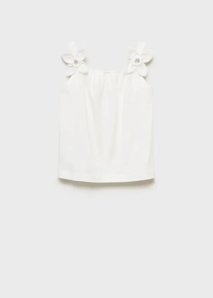 Baumwoll-T-Shirt mit Blumenverzierung