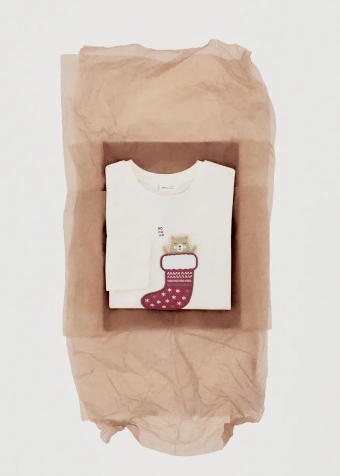Baumwoll-T-Shirt mit gesticktem Bären Baumwoll-T-Shirt mit gesticktem Bären