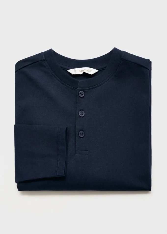 Baumwoll-T-Shirt mit Knöpfen