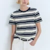 Baumwoll-T-Shirt mit kontrastierendem Kragen
