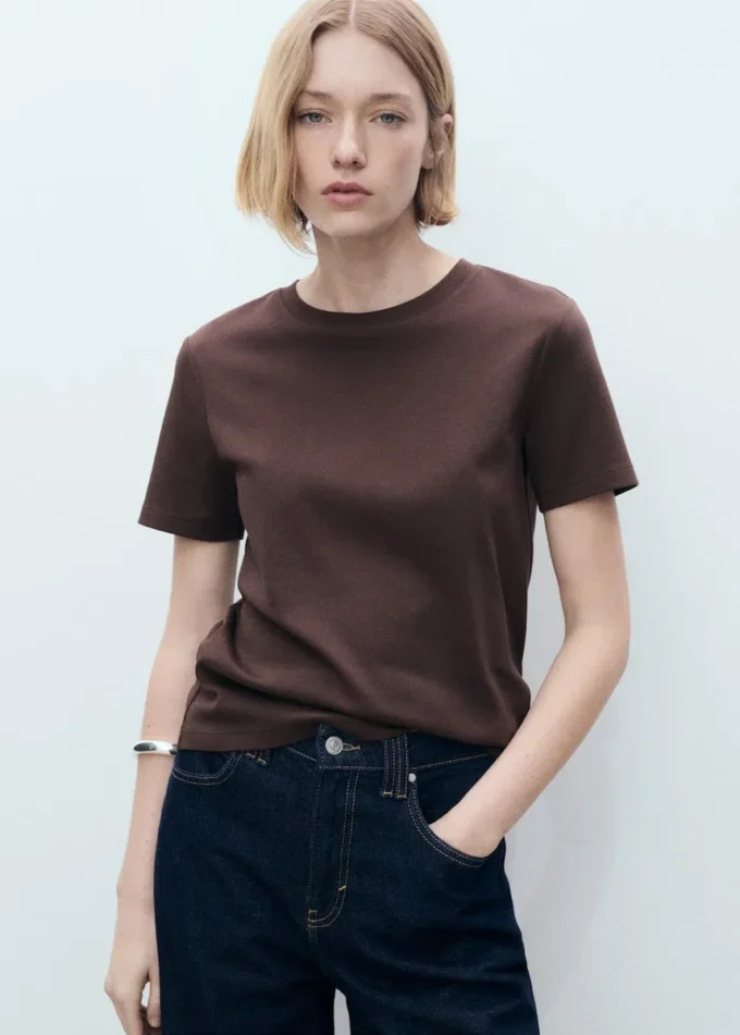 Baumwoll-T-Shirt mit kurzen Ärmeln