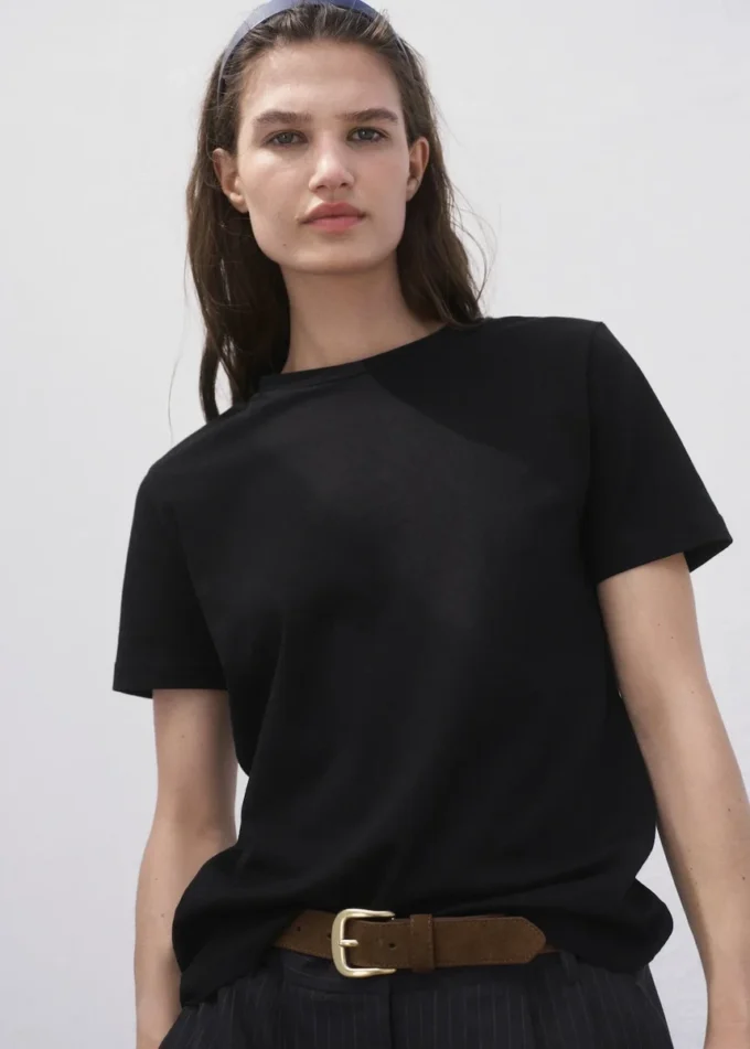 Baumwoll-T-Shirt mit kurzen Ärmeln