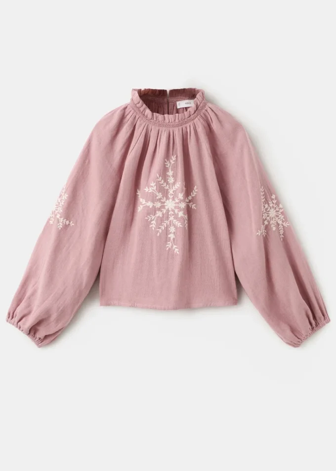 Baumwollbluse mit Blumenstickerei Baumwollbluse mit Blumenstickerei