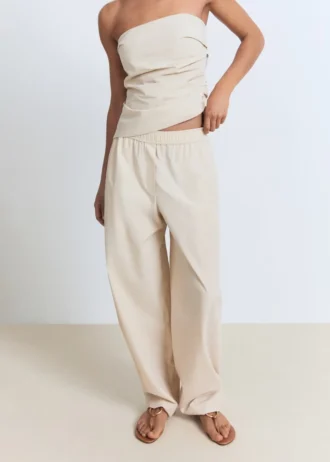 Baumwollhose mit Paperbag-Taille
